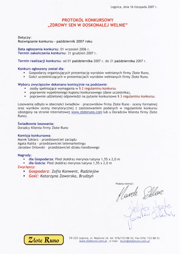 Wyniki konkursu z pa�dziernika 2007
