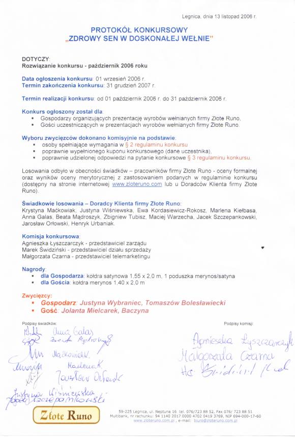 Wyniki konkursu