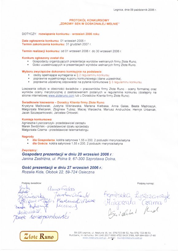 Wyniki konkursu